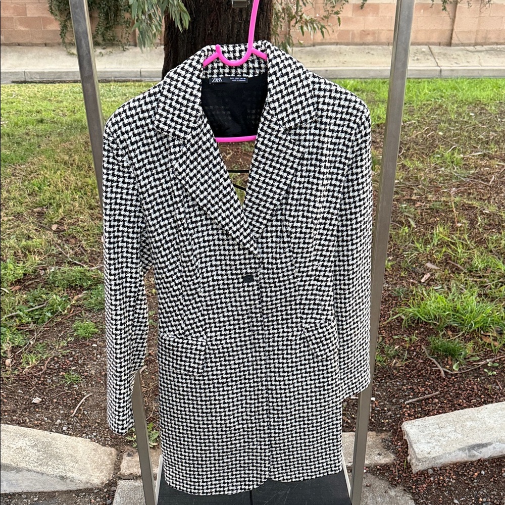 Zara Monochrome Houndstooth Dress